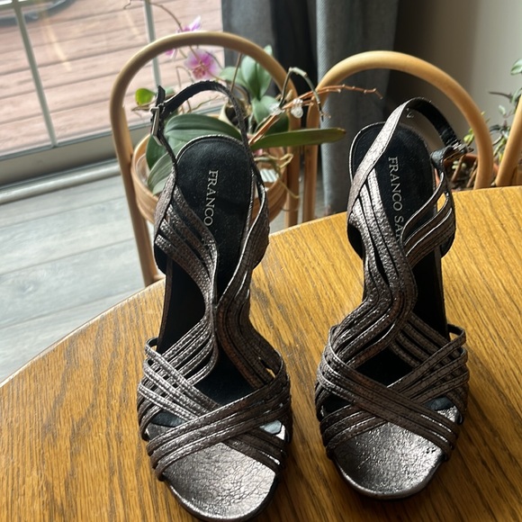 Brand new Franco Sarto shiny silver gray heels; great for going out! - Picture 2 of 5